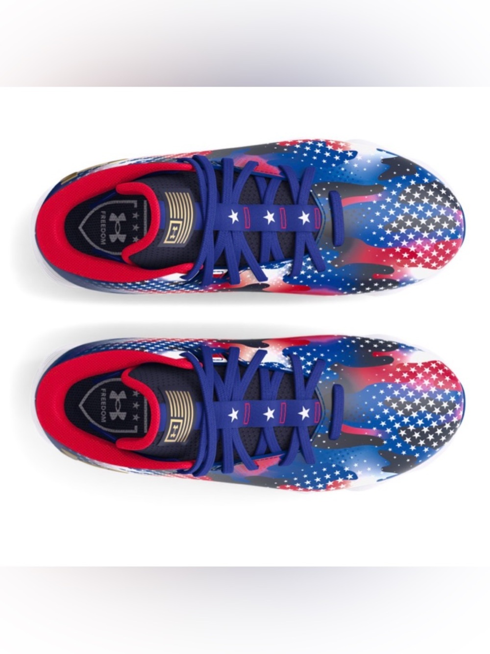 Used- Under Armour Red, Blue & White Youth Football Cleats size 4 - Picture 2 of 7